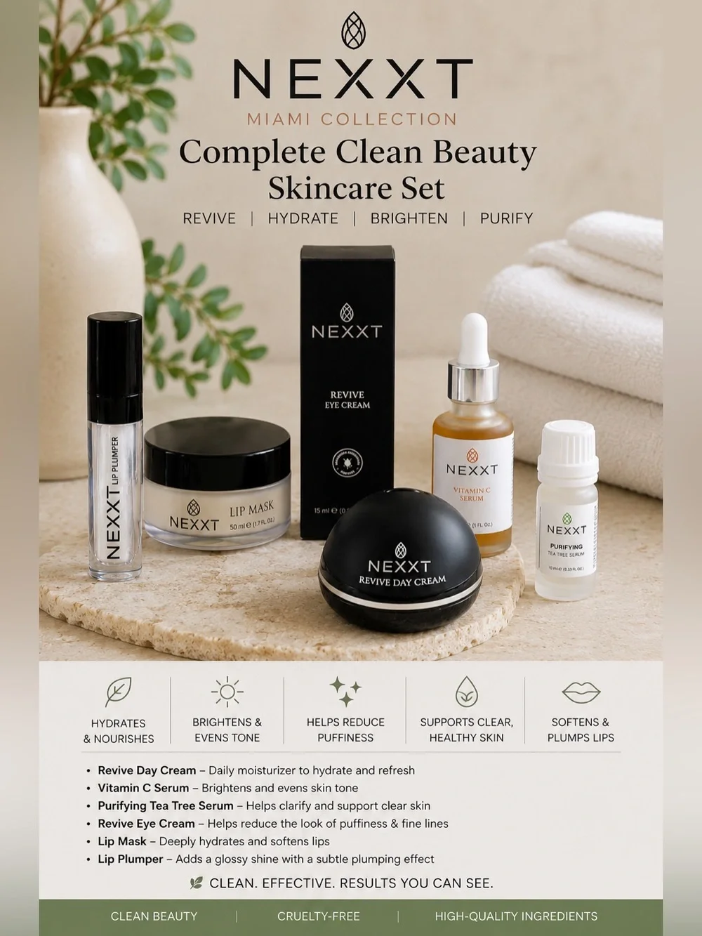 NEXXT Miami Complete Clean Beauty Skincare Collection Bundle